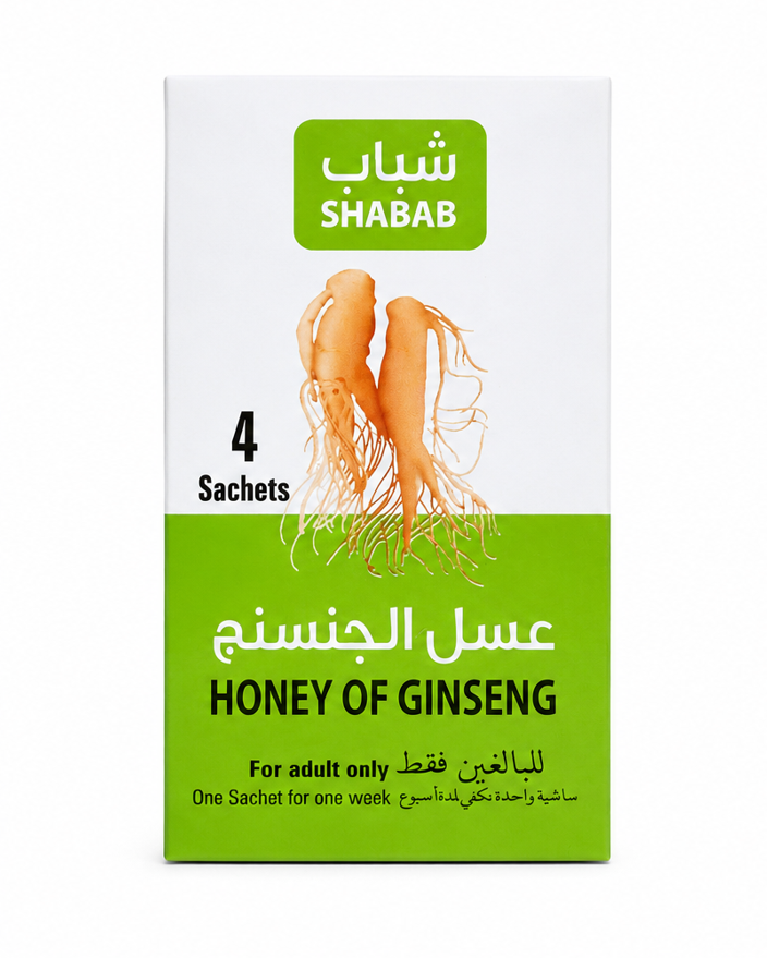 SHABAB Honey of Ginseng – Natural Honey Blend with Korean Red Ginseng (4 Sachets)